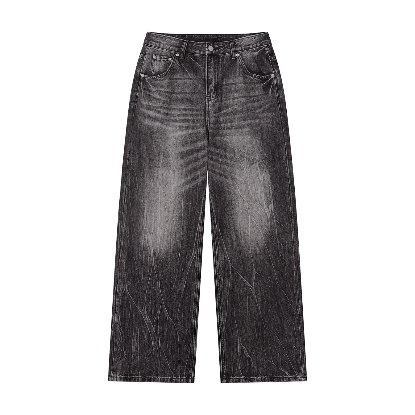 BRWH Distressed Wide-Leg Denim - Back View